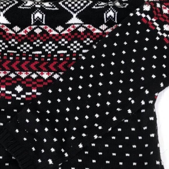 Pink Rose NEW Sweater Dress Tunic Pockets Print Knit Soft Nordic Style Large Red - Picture 14 of 15